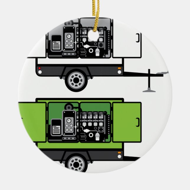 Generator trailer vector ceramic tree decoration (Front)