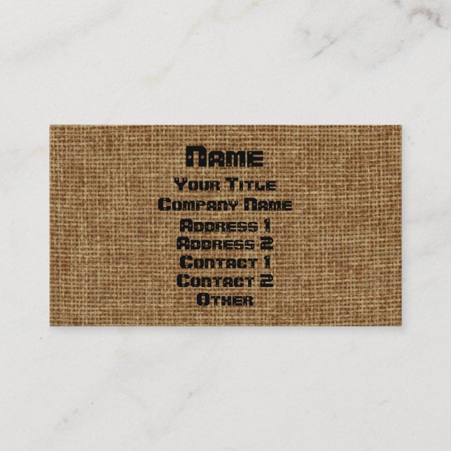 Generic Burlap Create Your Own Easy Budget Business Card (Front)