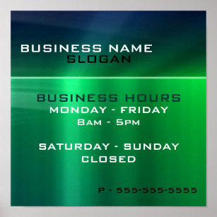Generic Business - Shiny Green Metallic Hours Poster