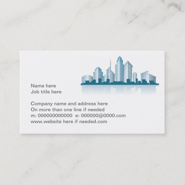 generic city skyline with offices and towers and s business card (Front)