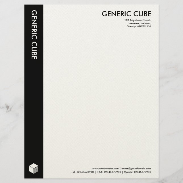 Generic Cube - Black (Felt) Letterhead Design (Front)