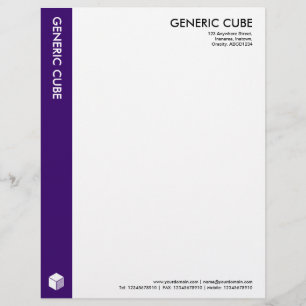 Generic Cube - Deep Purple Letterhead Template