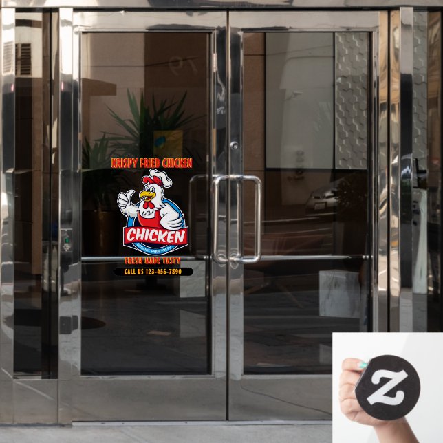 Generic Customise Fried Crispy Chicken 2 Door Window Cling (Office Door)