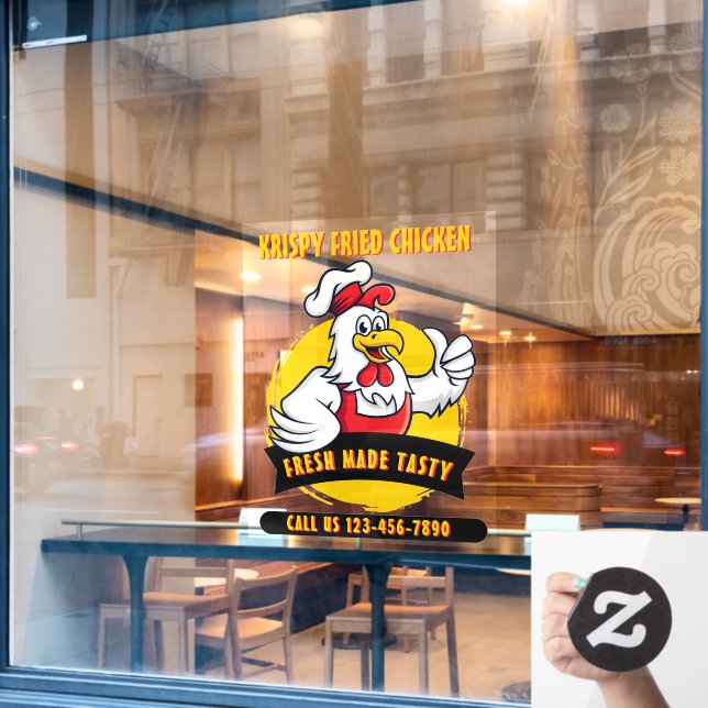 Generic Customise Fried Crispy Chicken Front  Window Cling (Cafe Window)
