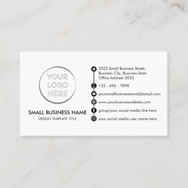 Generic Design with Custom Logo Social Media Icons Business Card (Front)