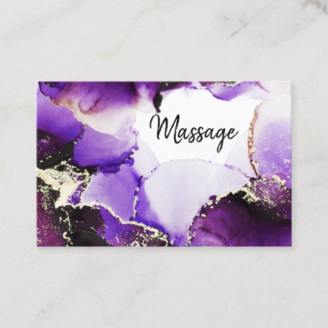 *~* Generic  Hair Nails Lashes Purple Gold Reiki Business Card (Front)