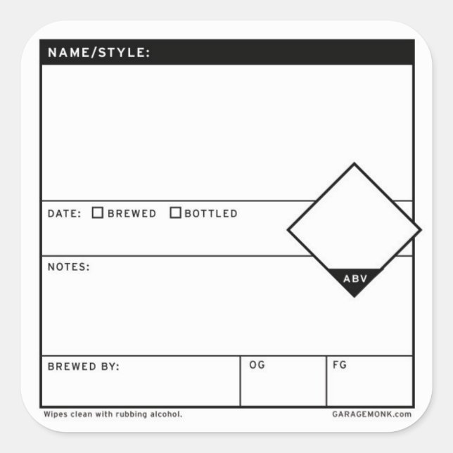 Generic Homebrew Labels Writable Bottle Stickers (Front)