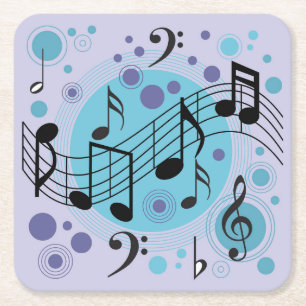 Generic Music Themed Square Paper Coaster