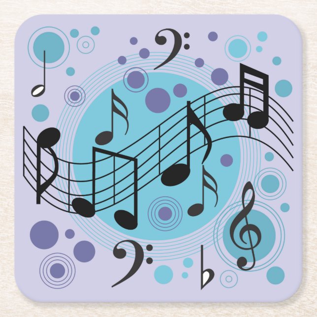 Generic Music Themed Square Paper Coaster (Front)