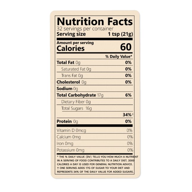 Generic Nutrition Facts Template Food Product (Front)