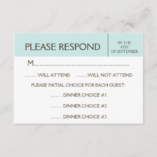 Generic Pale Blue RSVP Response Card