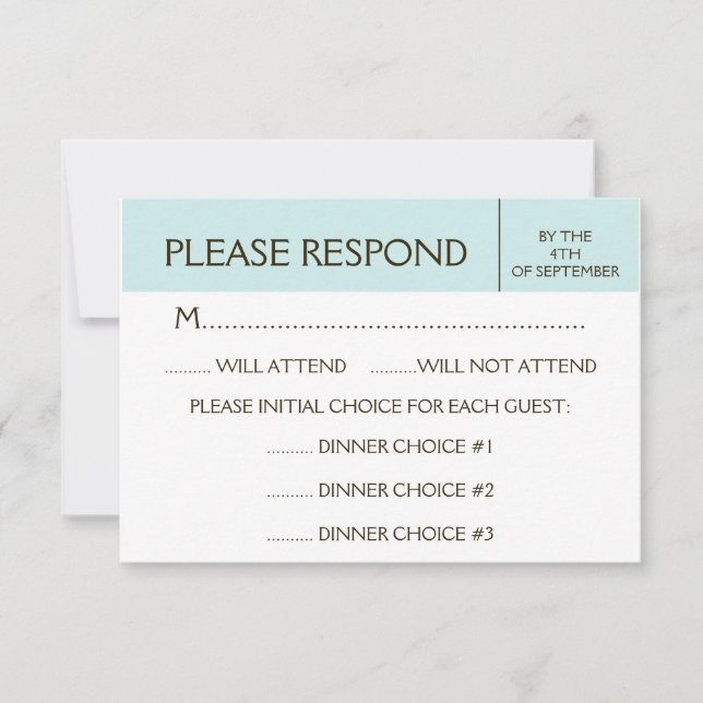 Generic Pale Blue RSVP Response Card (Front)