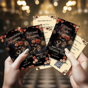 Generic QR Code Gothic Kissing Skeletons Wedding Enclosure Card