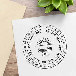 Generic Sunrise Farm Date Wheel Rubber Stamp