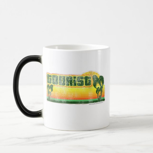 Generic Tourist Cheeky Retro Fun Travel Logo Magic Mug (Left)