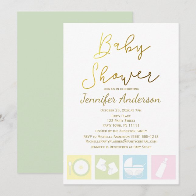 Generic Unisex Boy or Girl Baby Shower Invitation (Front/Back)