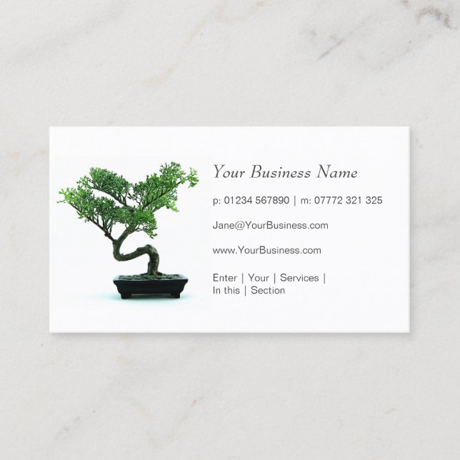 Generic White Bonsai Tree Business Card (Front)