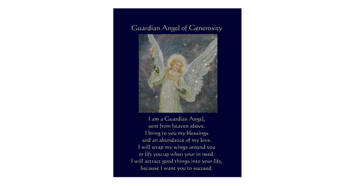Generous Guardian Angel of Generosity Postcard Zazzle.co.uk