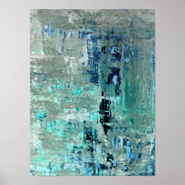 'Generous' Turquoise Abstract Art Poster (Front)