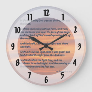 Genesis 1 1-5 In the Beginning Large Clock