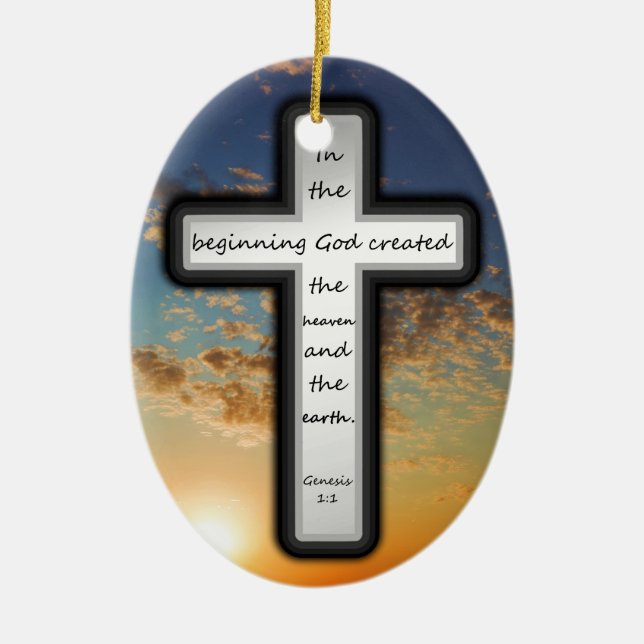 Genesis 1:1 ceramic tree decoration (Front)