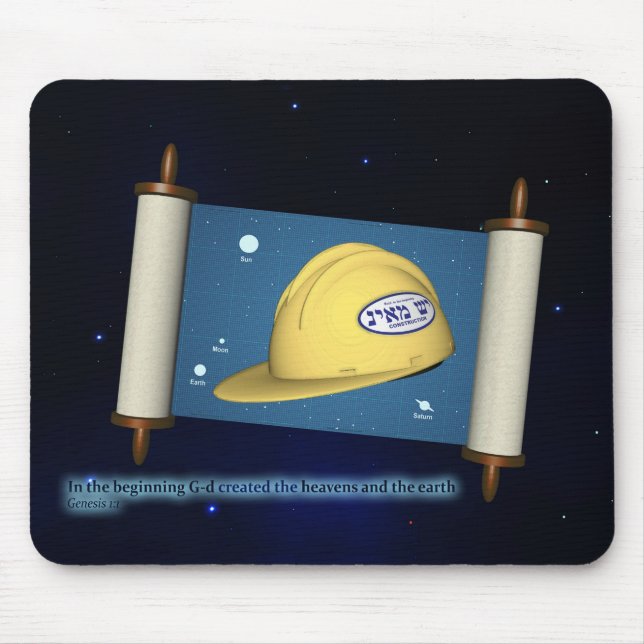 Genesis 1:1 - Construction Mouse Mat (Front)