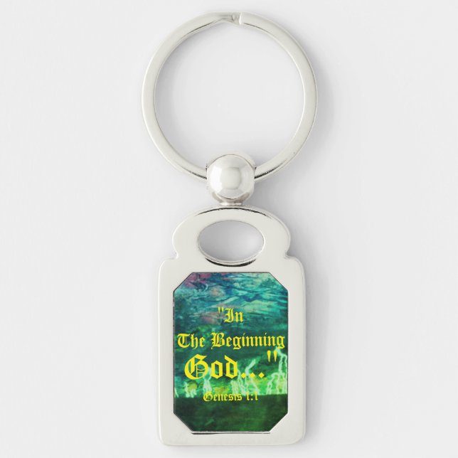Genesis 1:1 In the beginning God..."Bible truth  K Key Ring (Front)