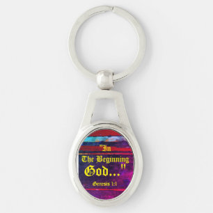 Genesis 1:1 In the beginning God..."Bible truth  K Key Ring