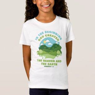 Genesis 1:1 In The Beginning GOD Created Kid Faith T-Shirt