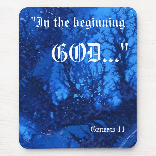 "Genesis 1:1" Leaf Nature Print Mousepad (Front)