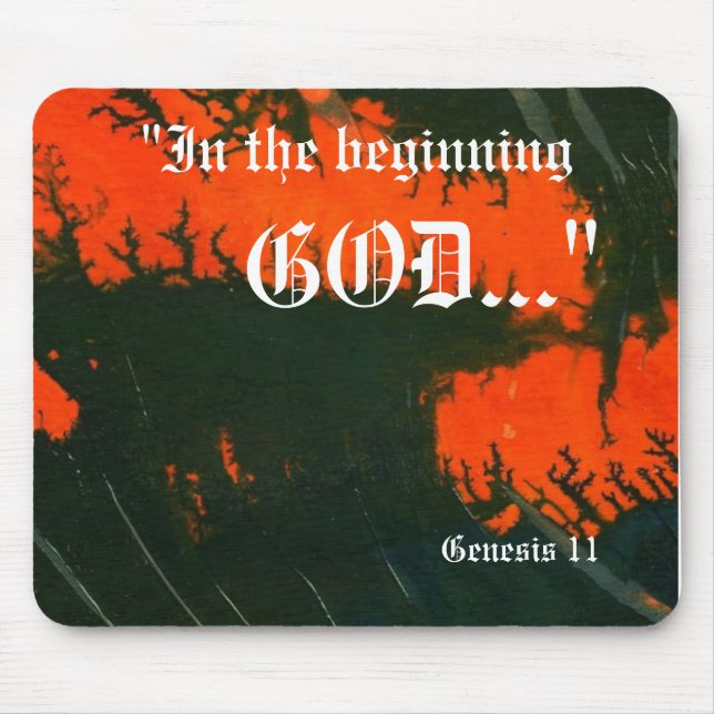 "Genesis 1:1" Leaf Nature Print Mousepad (Front)