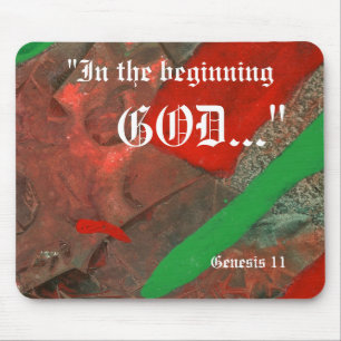 "Genesis 1:1" Leaf Nature Print Mousepad