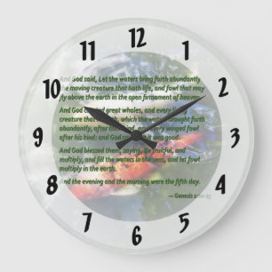 Genesis 1 20-23 And God said, Let the waters bring Large Clock