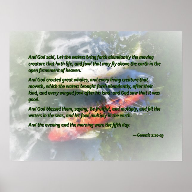 Genesis 1 20-23 And God said, Let the waters bring Poster (Front)