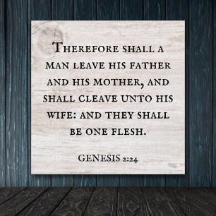 Genesis 2:24 King James Bible Christian Poster