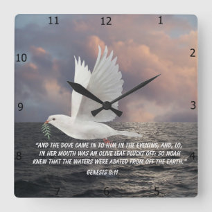 Genesis 8:11 square wall clock