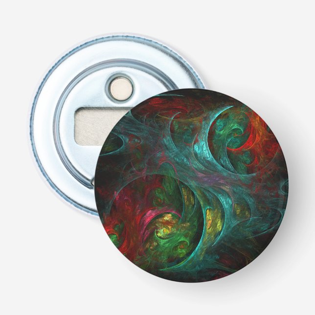 Genesis Abstract Art Button Bottle Opener (Front)
