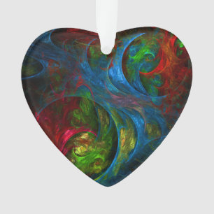 Genesis Blue Abstract Art Acrylic Heart Ornament