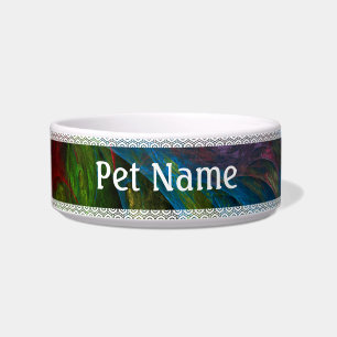 Genesis Blue Abstract Art Cat Bowl