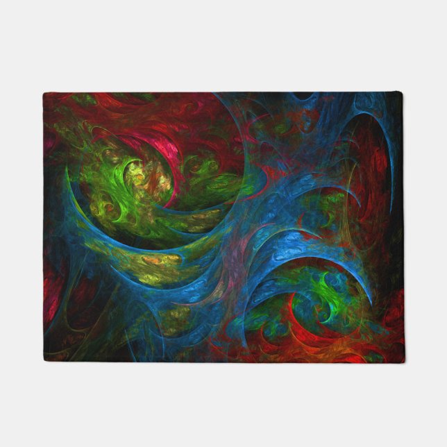 Genesis Blue Abstract Art Doormat (Front)