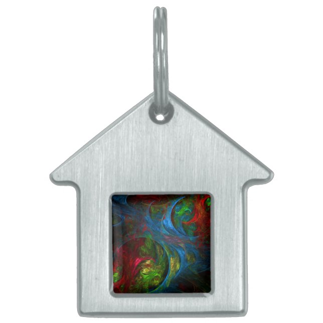 Genesis Blue Abstract Art House Pet ID Tag (Front)