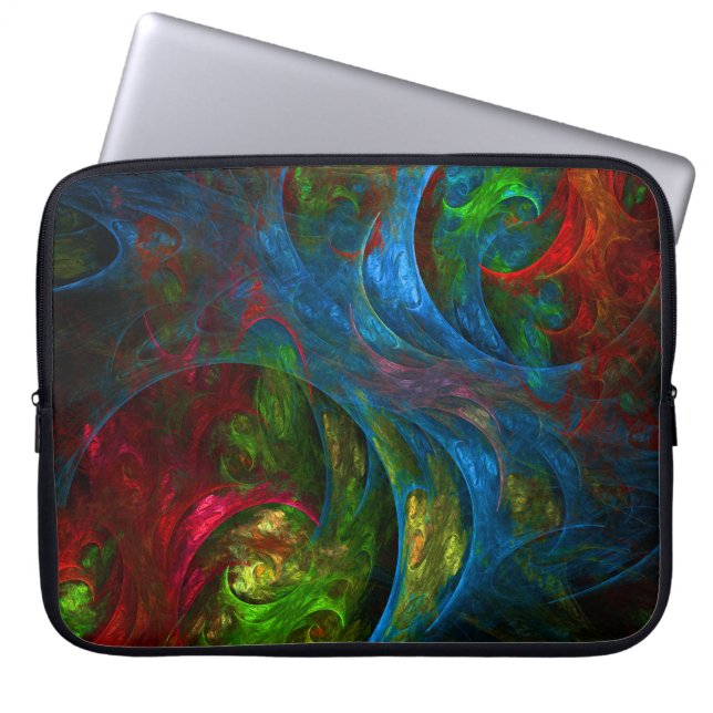 Genesis Blue Abstract Art Laptop Sleeve (Front)