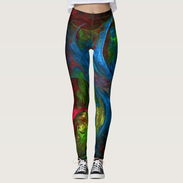 Genesis Blue Abstract Art Leggings (Front)