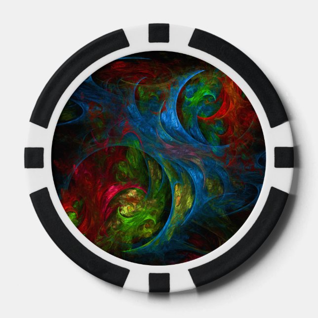 Genesis Blue Abstract Art Poker Chips (Front)