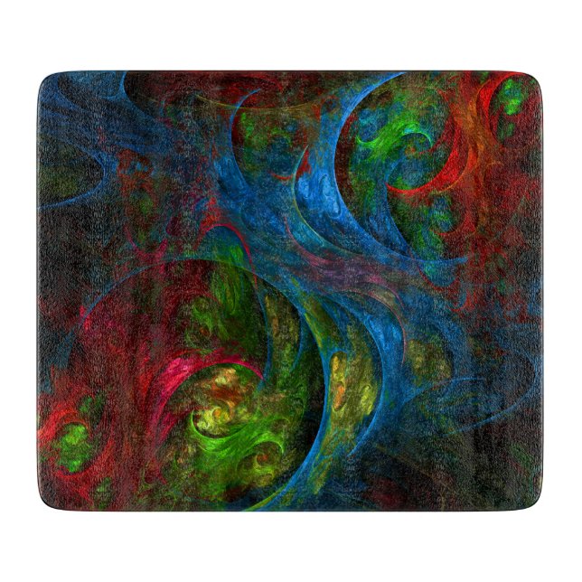 Genesis Blue Abstract Art Rectangle Cutting Board (Front)