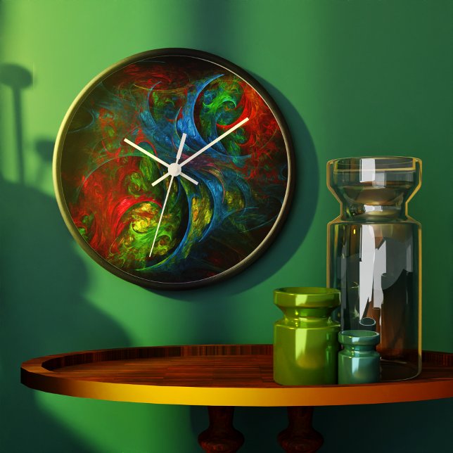 Genesis Blue Abstract Art Round Large Clock (Genesis Blue Abstract Art Round Wall Clock)