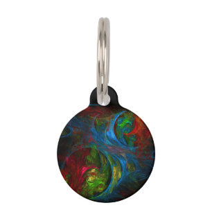 Genesis Blue Abstract Art Round Pet Tag