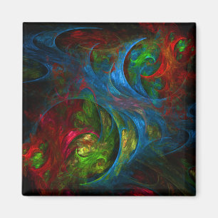 Genesis Blue Abstract Art Square Magnet
