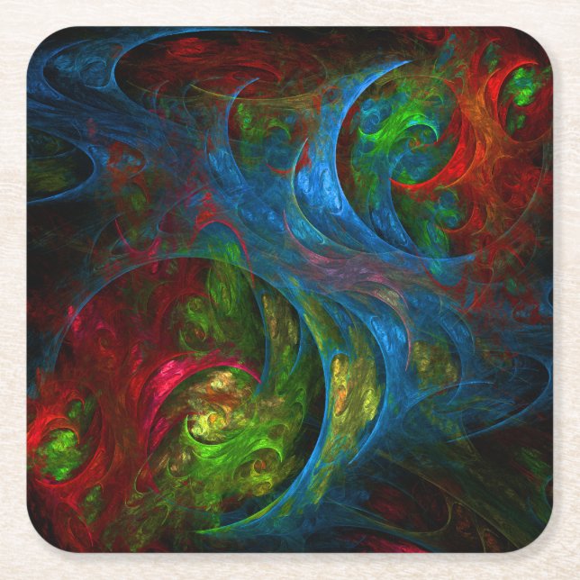 Genesis Blue Abstract Art Square Paper Coaster (Front)