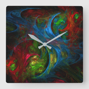 Genesis Blue Abstract Art Square Square Wall Clock
